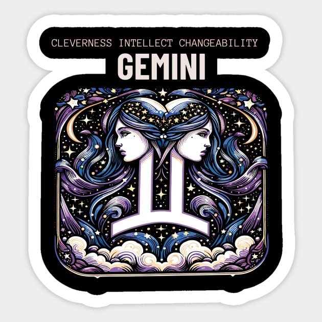 Gemini Zodiac Sign Sticker by Vinokurio